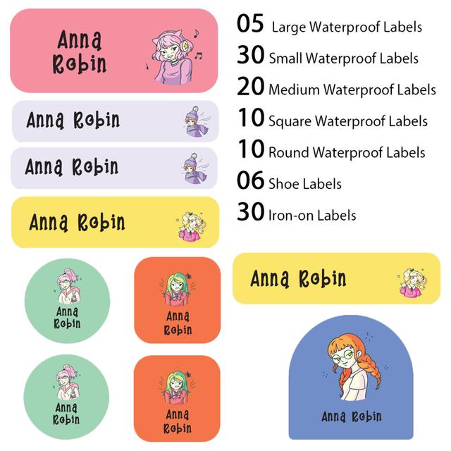 My Labels - Shoe & Iron On Waterproof Labels - Anime Girls