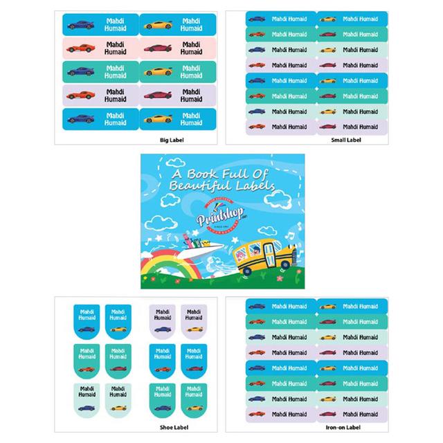 Printshop - Personalised Waterproof Labels Set - Sports Cars