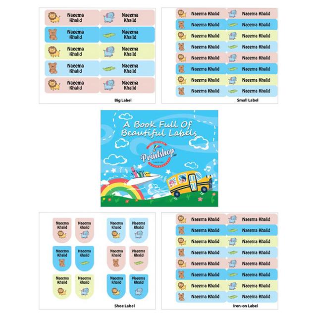 Printshop - Personalised Waterproof Labels Set - Mix Animals 3