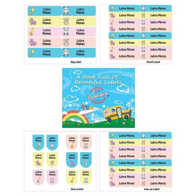 Printshop - Personalised Waterproof Labels Set - Mix Animals 4