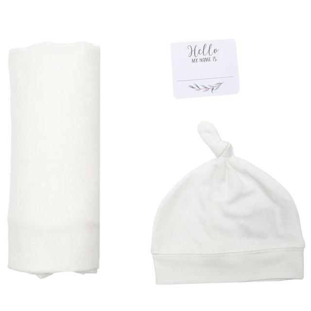 Lulujo - Bamboo Hat & Swaddle Blanket - White