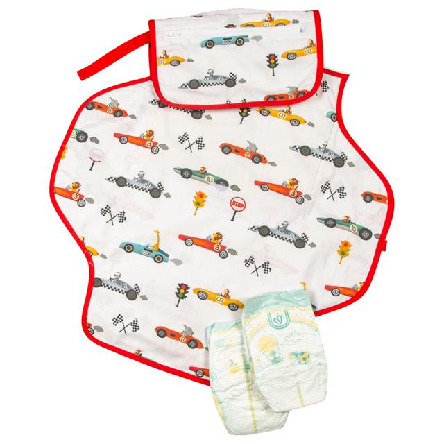 Little West Street - Racing Cars Diaper Clutch - White/Red