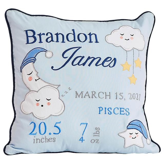 Little West Street - Celestial Blue Birth Stat Pillow