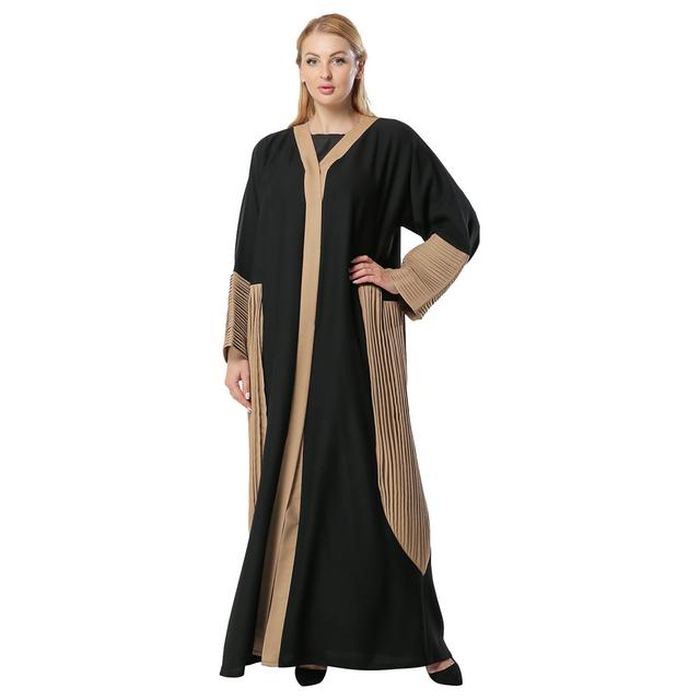 Moi Street - Black Abaya With Contrast Pleated Panels