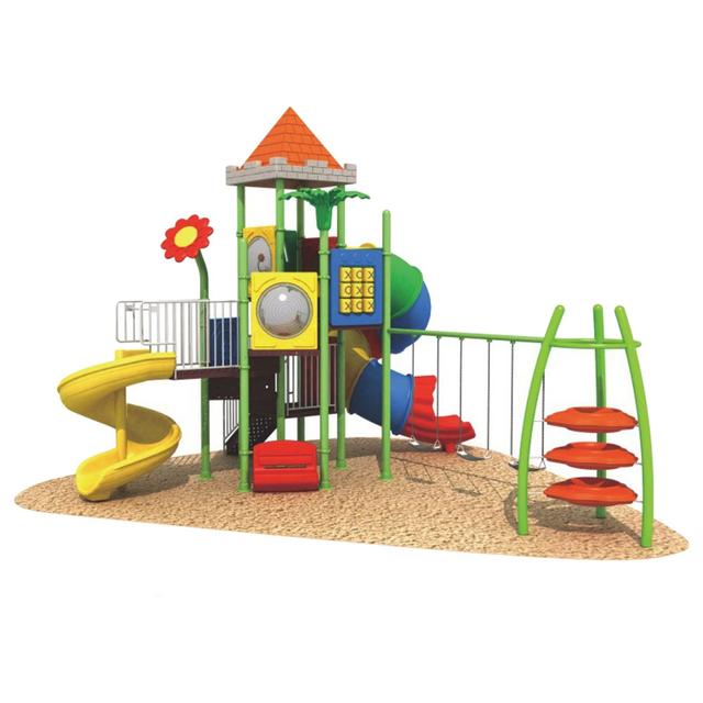 Myts - Tube Curved Slide And 3 Swing With Climber For Kids