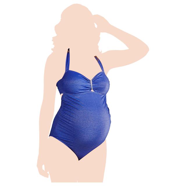 Mums & Bumps PezDor Mykonos Lurex Maternity Swimsuit Blue 