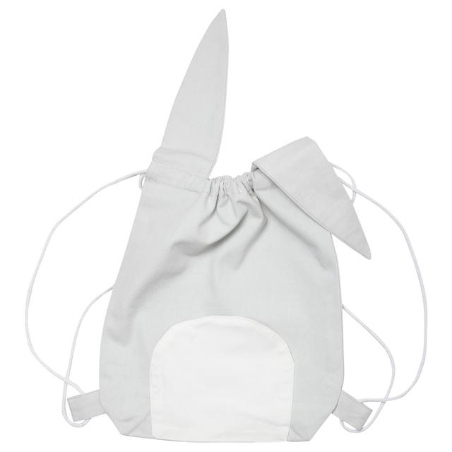 Organic Cotton String Bag Pirate Bunny - Light Grey