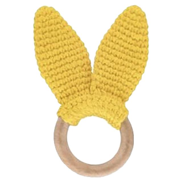 Babyjem - Amigurumi Wooden Ring Teether - Yellow