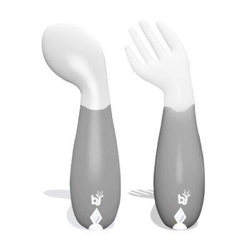 Babyjem - Plastic Angled Fork & Spoon Set - White