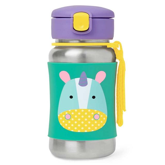 SkipHop Zoo Stainless Steel Straw Bottle 350ml - Unicorn