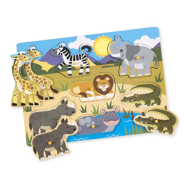 Melissa & Doug - Safari Peg Puzzle, 7pcs.