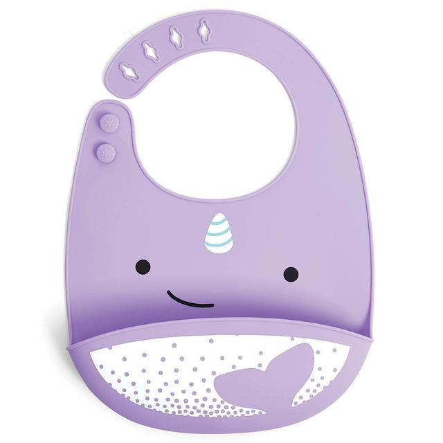 SkipHop - Zoo Fold & Go Silicone Bib - Narwhal