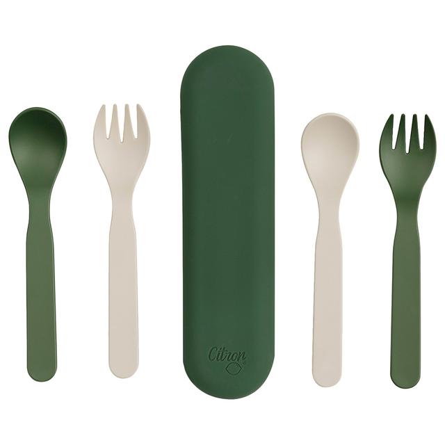 Citron - PLA Cutlery and Case - Set of 2 - Green/Ivory