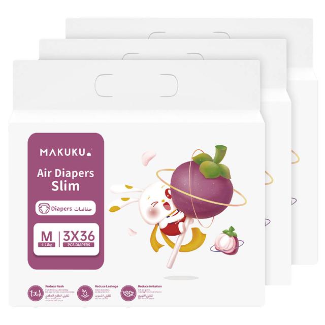 Makuku - Slim Tape Air Diapers Size 3 - Medium 6-11Kg - 36pcs - Pack of 3