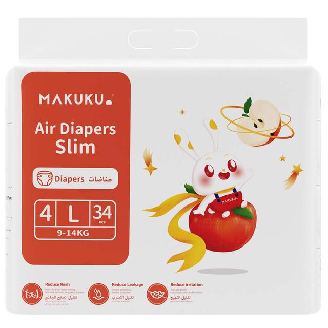 Makuku - Slim Tape Air Diapers Size 4 - Large 9-14Kg - 34pcs