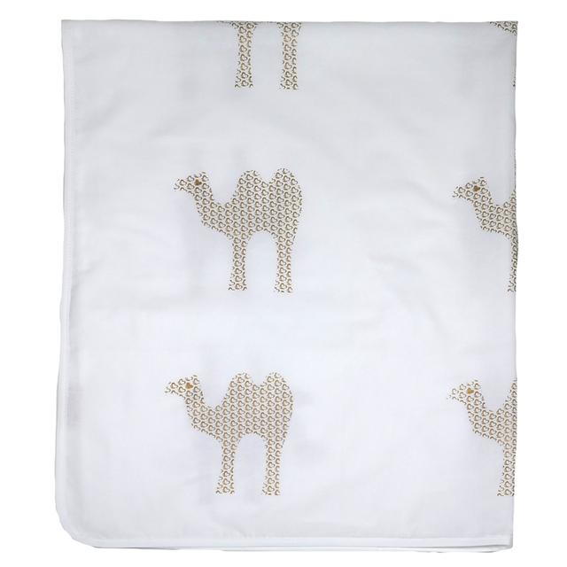 Me Handprinted Organic Swaddle 95x125 – Me Camel