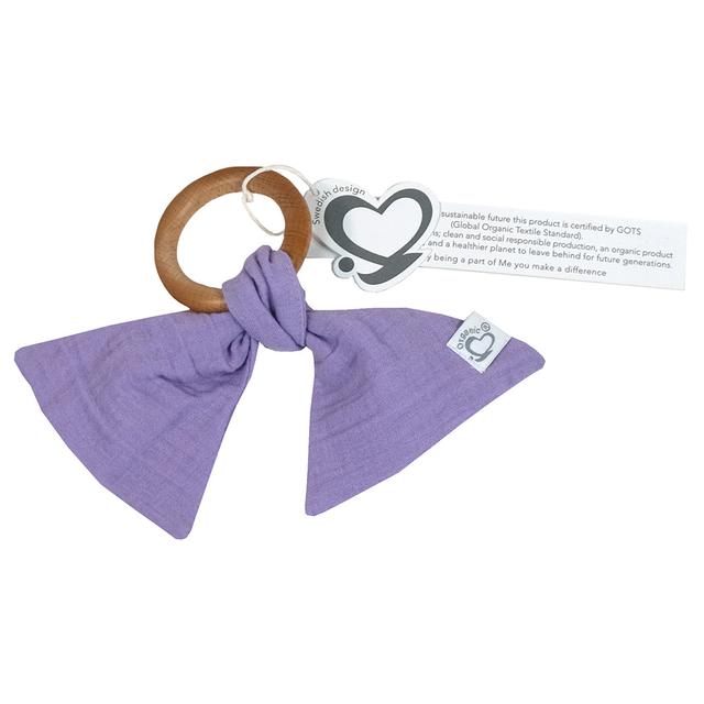 Me - Organic Rattle & Teething Ring - Crinkle Muslin - Purple