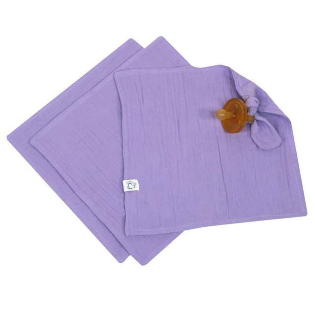 Me - Organic Pacifier Holder & Burp Towels - Pack of 3 - Purple 