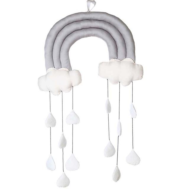 Mi Dulce An'ya - Rainbow, Cloud and Raindrops Crib Toy - Grey/White