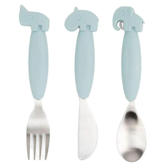 Done By Deer - Easy-Grip Cutlery Set Deer Friends - Blue