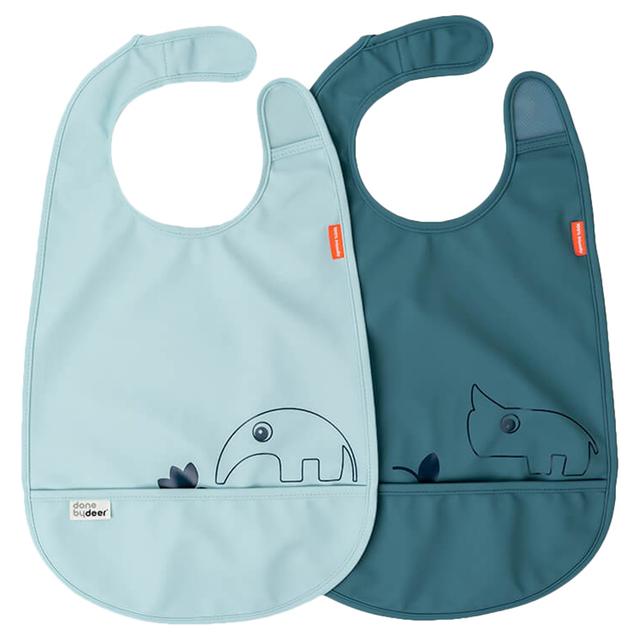 Done by Deer - Deer Friends Bib With Velcro - Pack of 2 - Blue