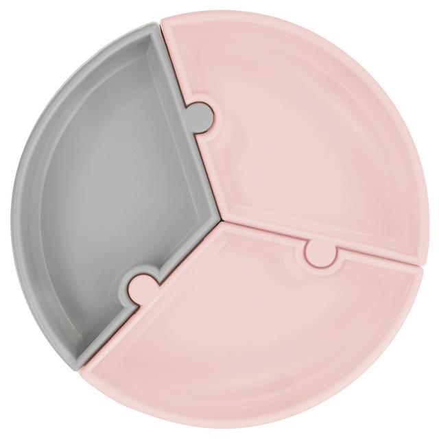 Minikoioi - Puzzle Plate - Pinky Pink/Powder Grey