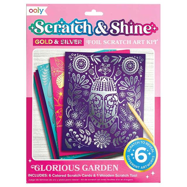 Ooly - Scratch & Shine Foil Scratch Art Kit - Glorious Garden