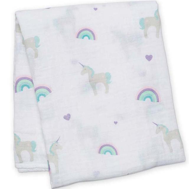 Lulujo - Muslin Swaddle - Rainbows & Unicorns - Girl