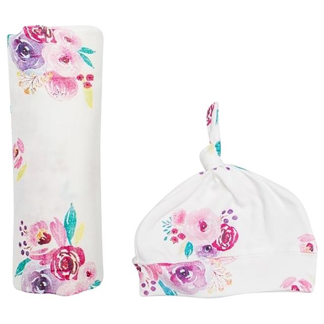 Lulujo - Bamboo Hat & Swaddle Blanket - Posies