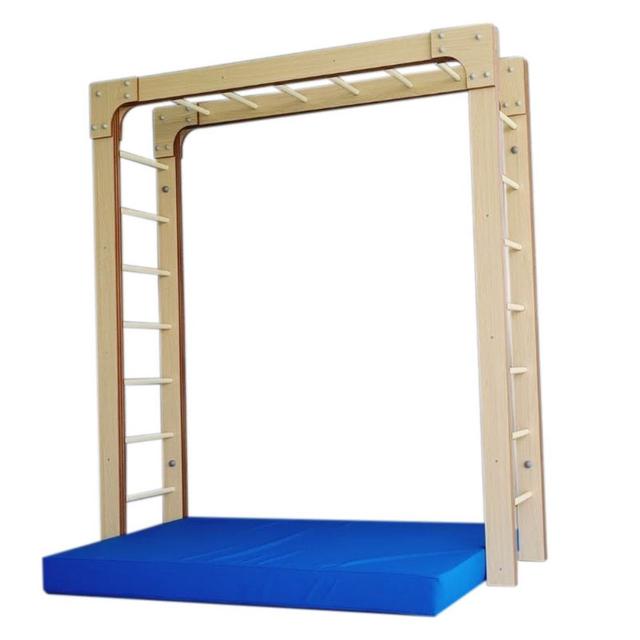 Moon Kids - Monkey Bars With Safety Mattress - Natural Wood