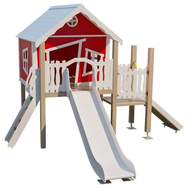 Moon Kids - Playhouse W/ Climbing Wall Ramp & Platform