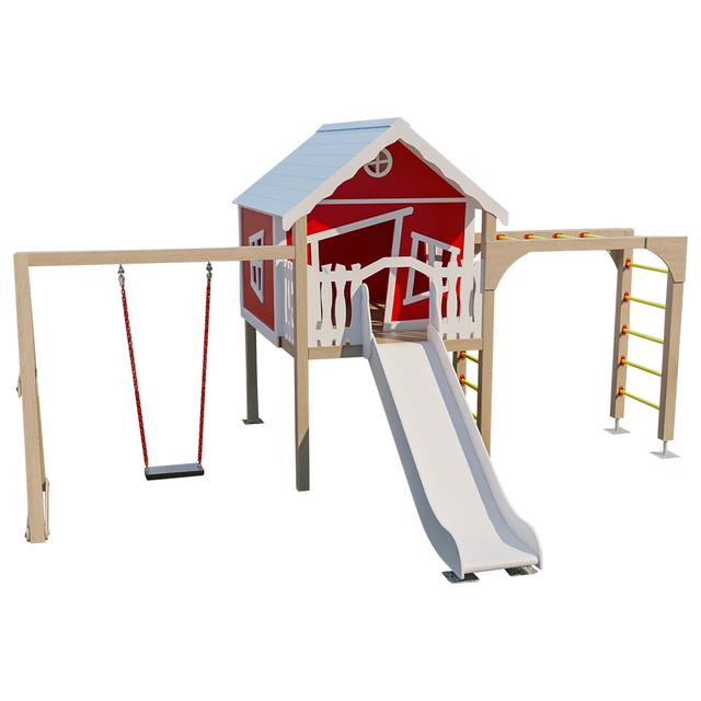 Moon Kids - Explorer Playhouse W/ Monkey Bars, Slide & Swing