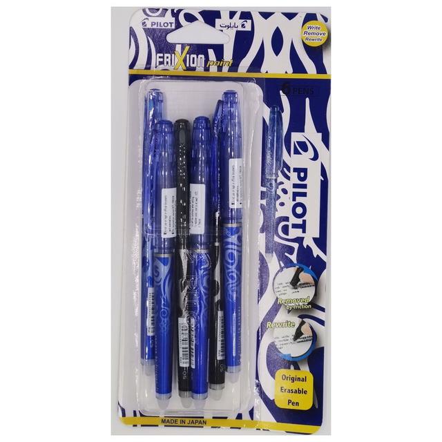 Pilot - Frixion 0.5 Roller Pen - 5 Blue/1 Black - 6pcs