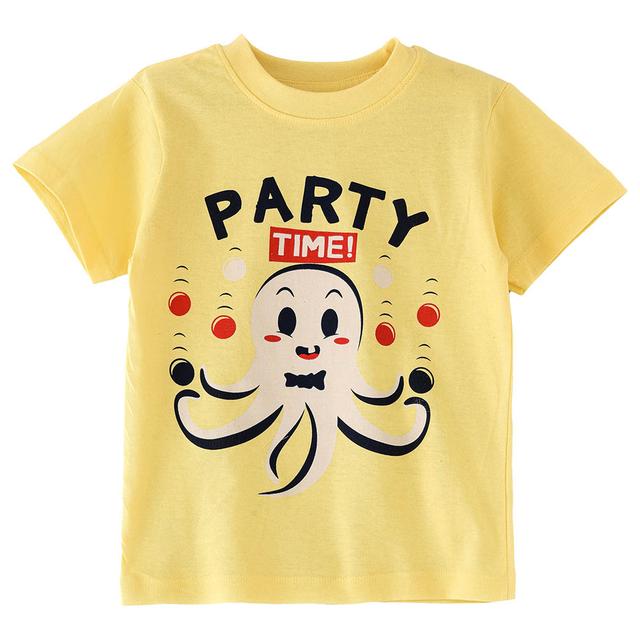 Jam - Boys Printed Basic Round Neck Graphic T-Shirt - Yellow