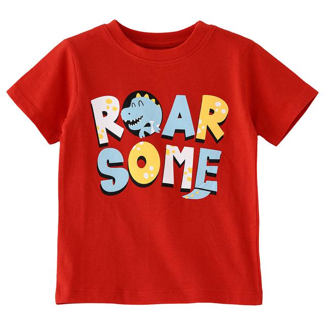 Jam - Boys Printed Basic Round Neck Graphic T-Shirt - Red