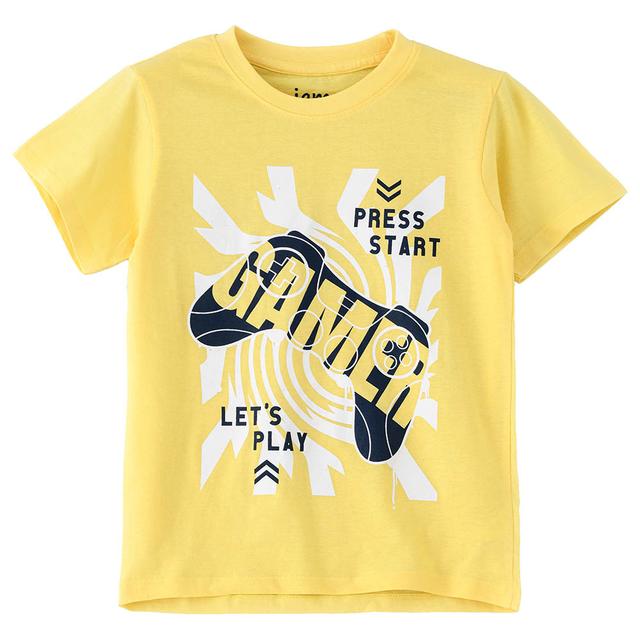 Jam - Boys Basic Round Neck Graphic T-Shirt - Yellow