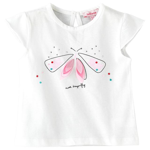 Jelliene - Dragonfly Print Knitted T-shirt - White