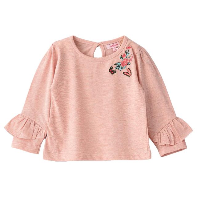 Jelliene - Knit Top W/ Butterfly Embroidery - Pink