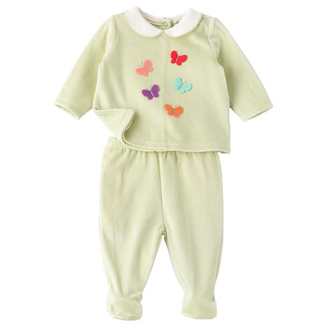 Tiny Hug - Boy Butterfly Print T-Shirt w/ Solid Jogger - Green