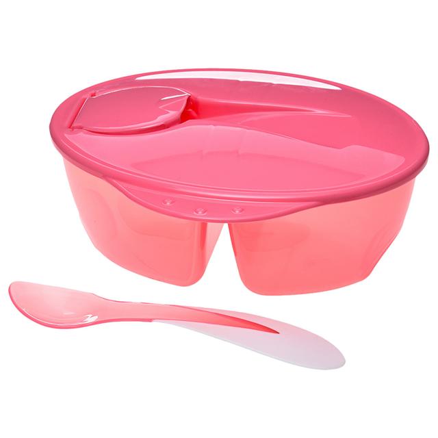 Uniq Kidz - Nanny Two Compartment Feeding Bowl w/ Spoon - Pink