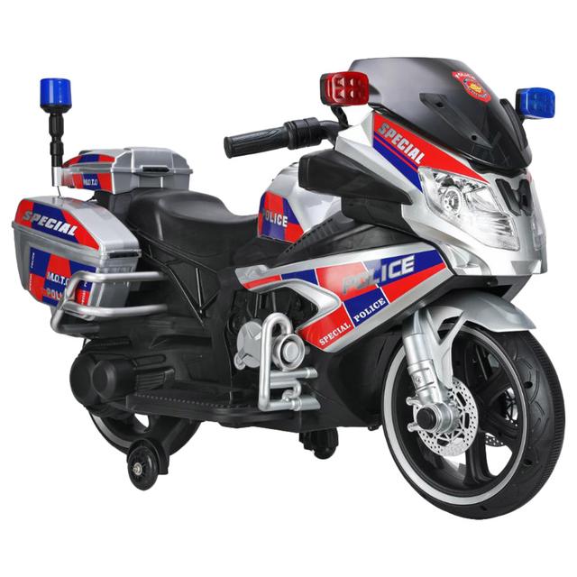 Megawheels - Ride On Police 12V Motorcycle - Silver