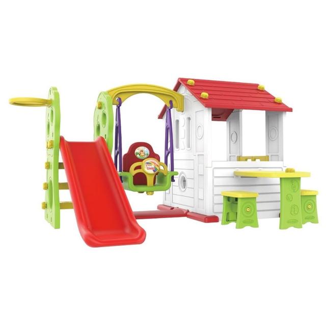 Megastar - Sun N Shine Playhouse W/ Swing, Slide, Table & Chairs