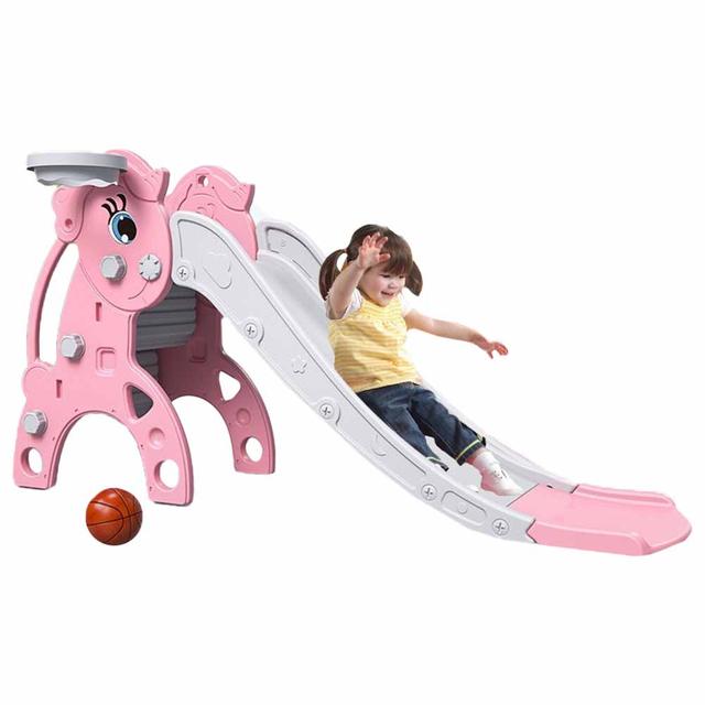 Megastar - Pony Foldable Slide W/ Ball & Basketball Hoop - Pink