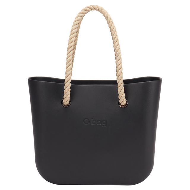 O Bag - Classic w/ Rope Sand Handles Handbag - Black