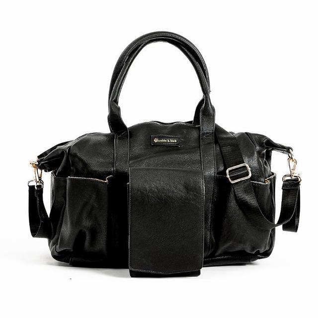 Bumble & Bird - Vegan Leather Satchel Diaper Bag - Black (Exclusive)