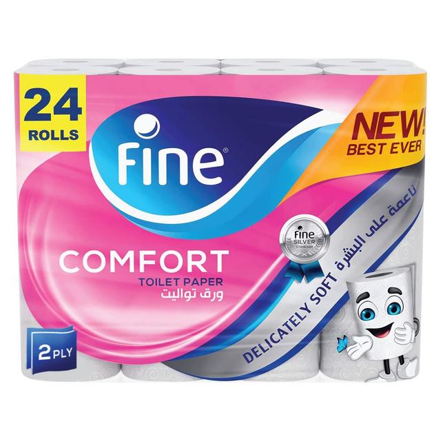 Fine - Comfort Toilet Tissue Paper 180 Sheets 2 Ply - 24 Rolls