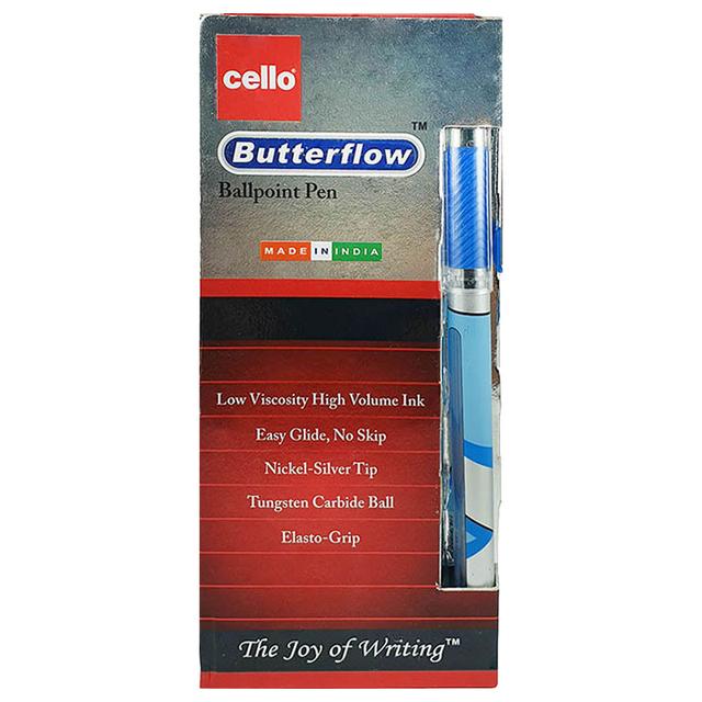 Cello - Ball Pen Butterflow 0.7mm Blue Pack of 12