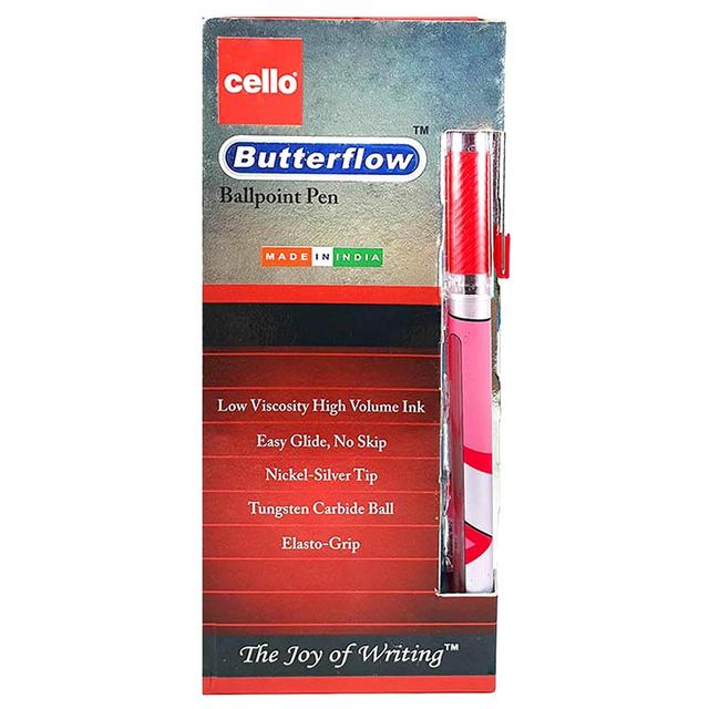 Cello - Ball Pen Butterflow 0.7mm Red Pack of 12