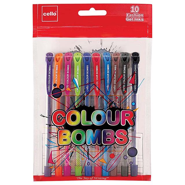 Cello - Color Bomb Glitter Pen - 0.8Mm - Assorted 10Pc