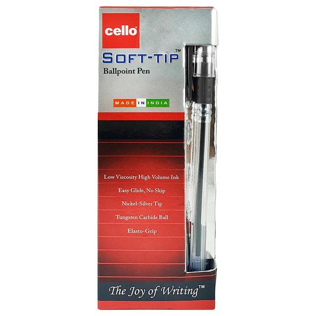 Cello - Ball Pen Soft Tip 0.7mm Black Pack of 12